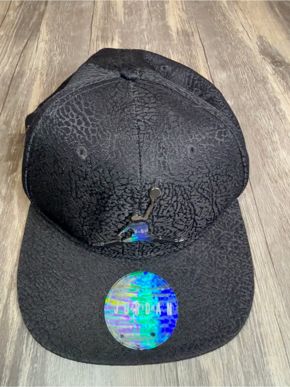Nike Air Jordan Youth Snapback Hat Black Elephant Print Jumpman Flat Bill Cap